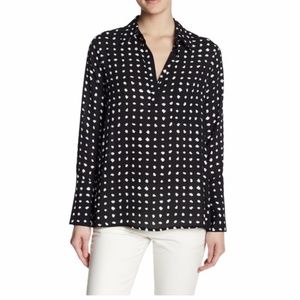 Pleione Pleated Back Chiffon Hi-Lo Blouse